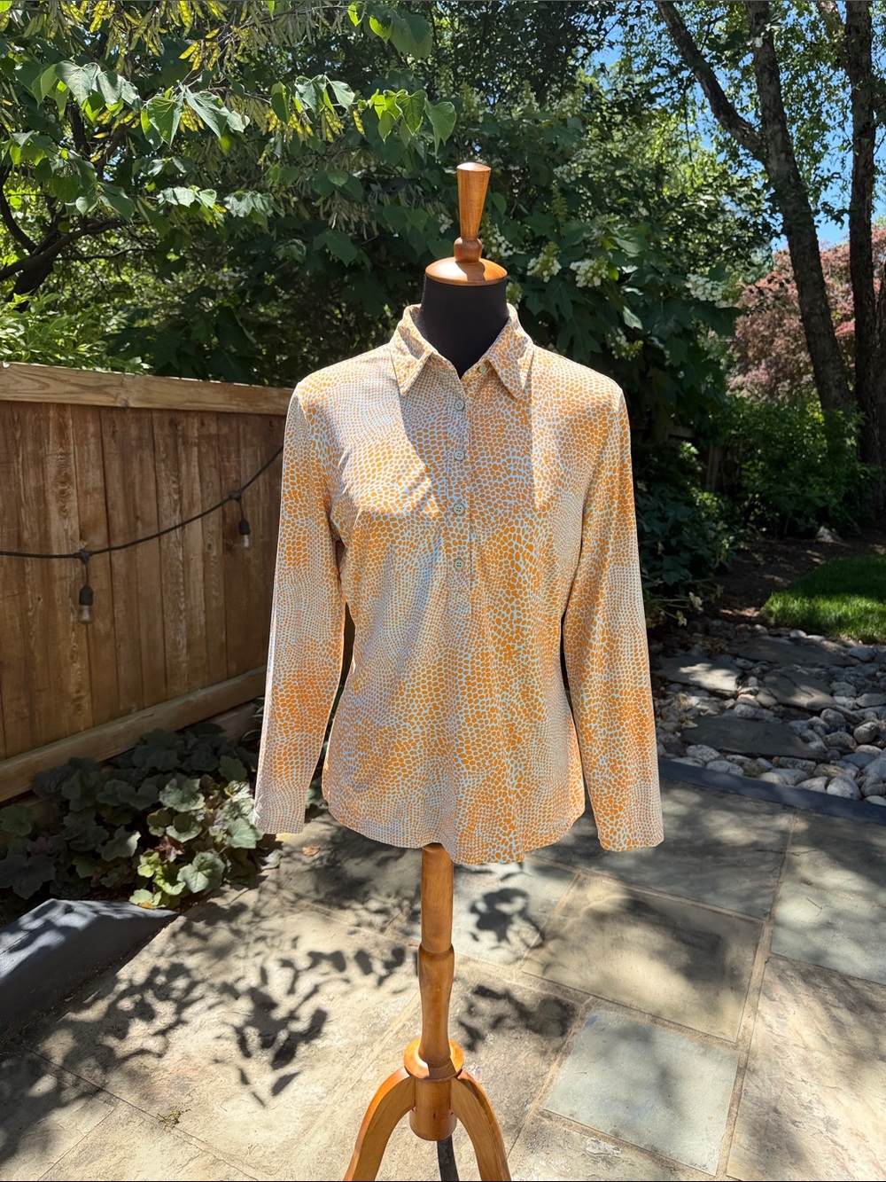 J. McLaughlin Gray/Blue & Orange Animal-Print Top
